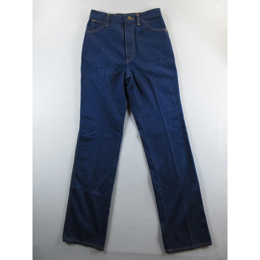 Vintage Wrangler Natural Straight Jeans Womens 10 Blue Dark Wash High Rise 27x34